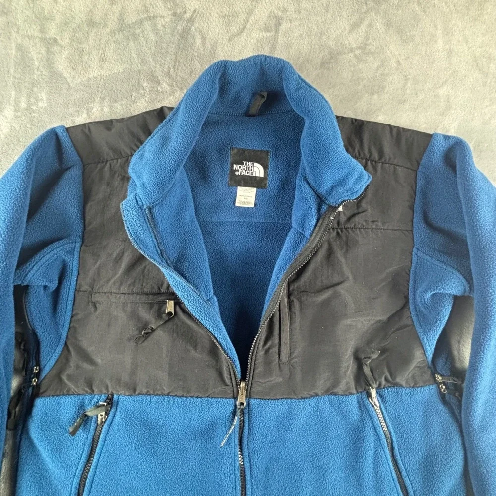 The North Face Blue Black Full Zip Fleece Jacket‎ Men's Polartec Outdoor Size L